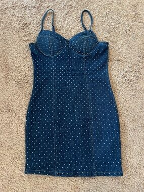 Women’s Dark Blue Polka Dot Stretch Jeans